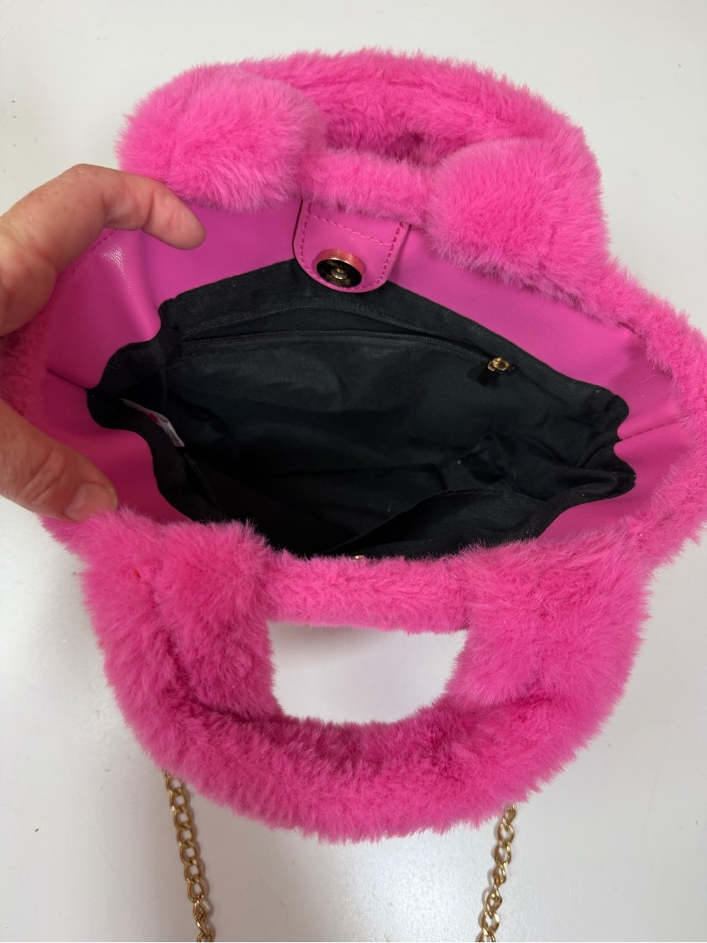 Skinnydip London x Barbie Mattel 2023 Pink Faux Fur Crossbody Mini Tote Bag - Picture 7 of 16